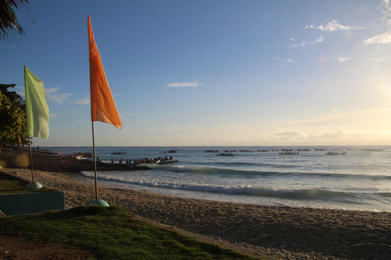 Sun rise, start of whale shark watching operations